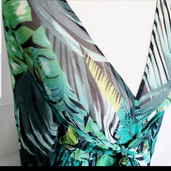 slim fit dress slacks Green Palm Leaves Long Sleeve Chiffon Dresses Maxi Dresses Oversize  FantasyLinen